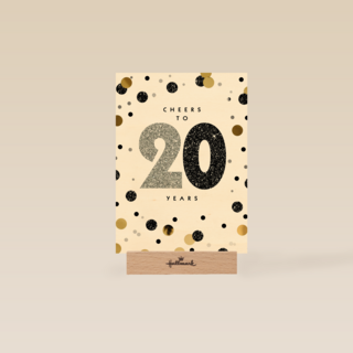 Verjaardagskaart leeftijden Cheers to 20 years wit en goud