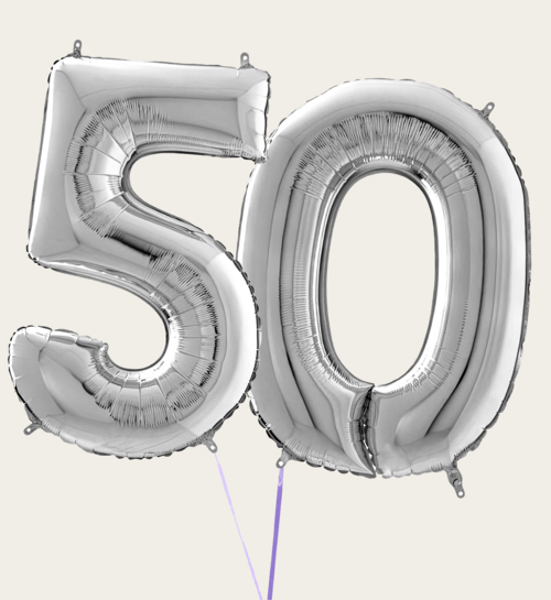 Cijferballon 50 Jaar Zilver XL
