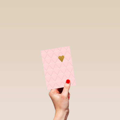 valentijnskaart stijlvol roze met gouden hart