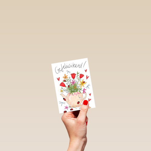 Matia Gefeliciteerd Theepot vol bloemen