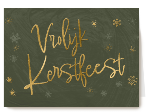 vrolijk kerstfeest in gouden letters op groen