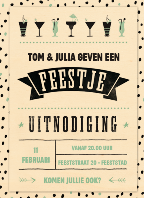 Houten Kaart Verjaardagsfeest Feest | Uitnodiging Feest Uitnodiging