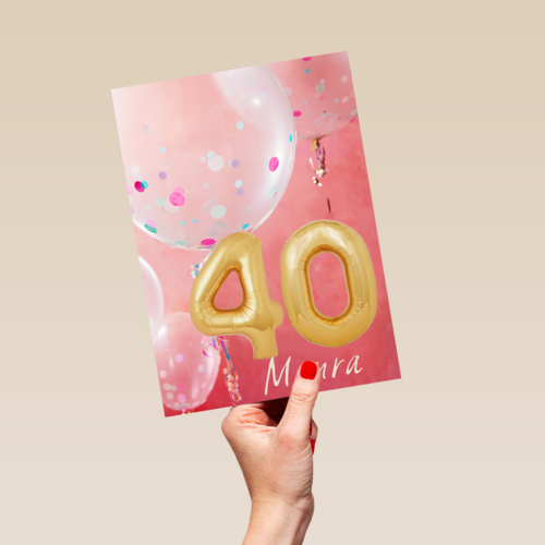 verjaardag kaart leeftijden 40 vrouw ballonnen