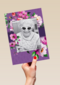 fotokaart staand paars met bloemen