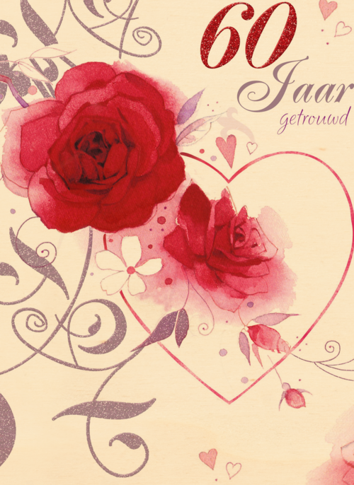 Houten Kaart Huwelijksjubileum | Houten Kaart Hallmark | Huwelijksjubileum | Jubileum Diamant 60 60 Jaar Getrouwd