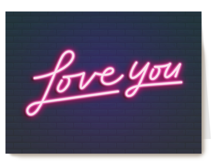 Liefde kaart neon Love you
