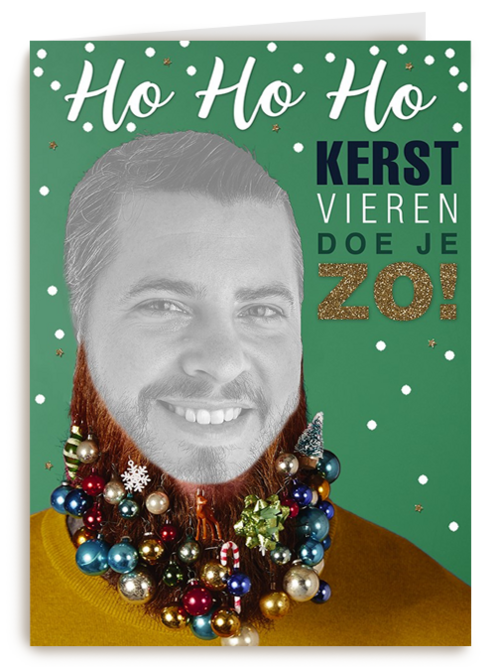 baard met kerstballen