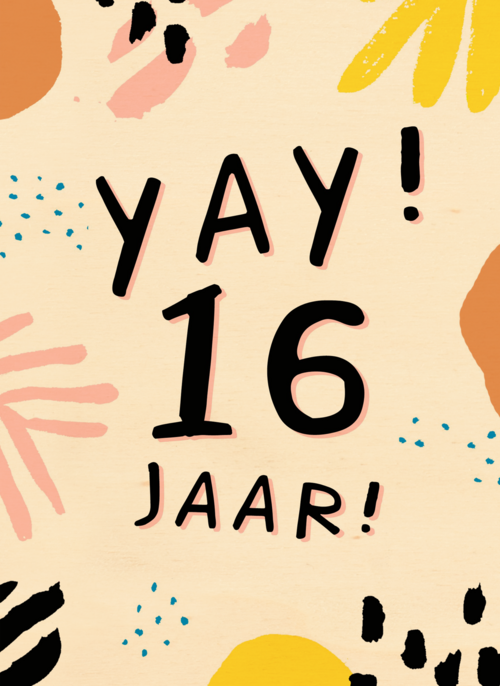 Verjaardagskaart Tiener jongen meisje 16 jaar yay