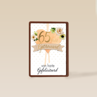 Huwelijkskaart 65 jaar getrouwd hart bloemen