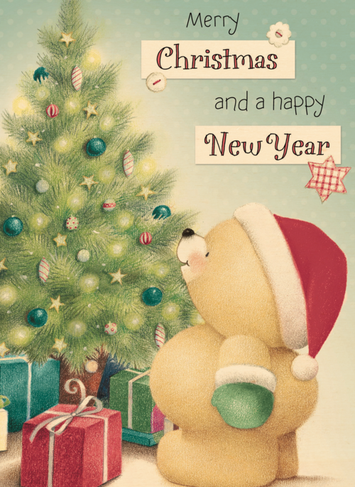 Houten kaart Kerst | Hallmark | Houten kaart Kerst | Hallmark | Beertje naast de kerstboom