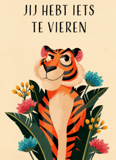Verjaardagskaart Jij hebt iets te vieren tijger Folio