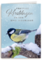 Kerstkaart vogel op tak winter