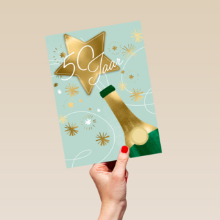 Verjaardagskaart 50 jaar champagne
