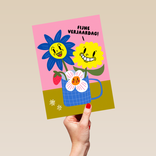 Fijne verjaardag bloemen mok