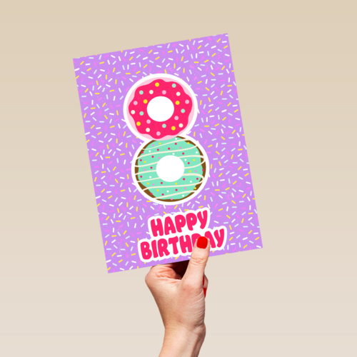 Verjaardagskaart 8 jaar confetti