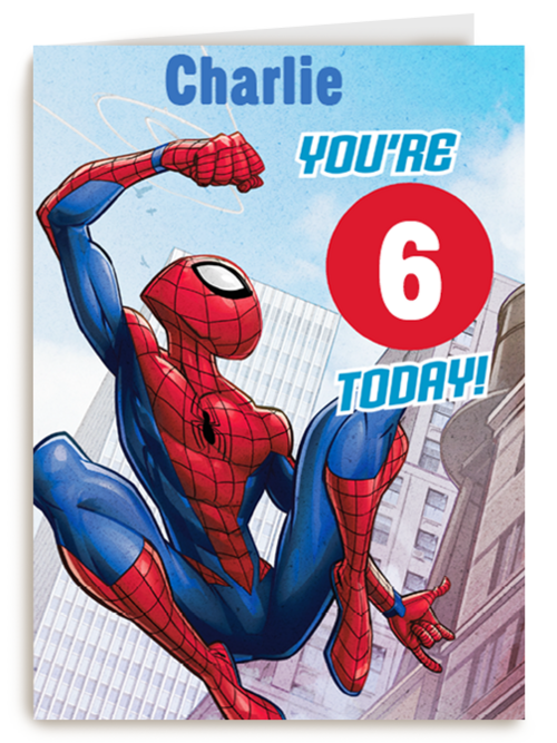 Spiderman verjaardagskaart 6 today