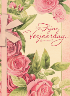 roze rozen met strik