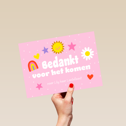 Bedankt voor het komen naar mijn lentefeest