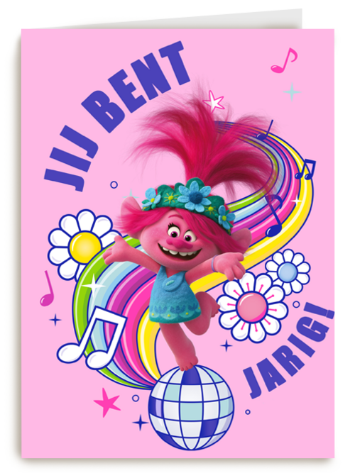 Verjaardagskaart Trolls jij bent jarig