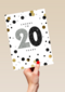Verjaardagskaart leeftijden Cheers to 20 years wit en goud