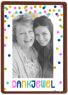 dankjewel met gekleurde stipjes