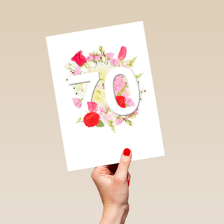 Verjaardagskaart 70 jaar bloemen