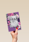 fotokaart staand paars met bloemen