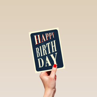 Verjaardagskaart happy birthday blauw