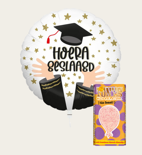Ballon Hoera Geslaagd Multi Met Tony Chocolonely Tis Feest Feestreep