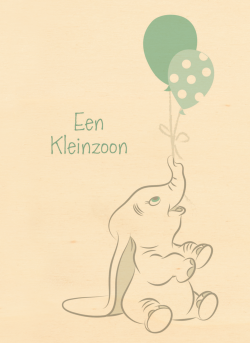Houten Kaart Geboorte Felicitatie | Houten Kaart Hallmark | Geboorte Felicitatie | Disney Baby Dombo Een Kleinzoon