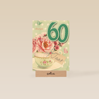 verjaardag leeftijden kopje bloemen 60
