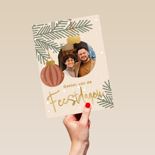 Kerstballen feestdagen fotokaart