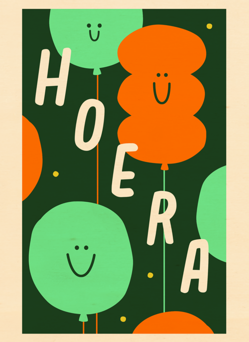 Houten Kaart Verjaardagskaarten | Verjaardagskaart Hoera Ballonnen