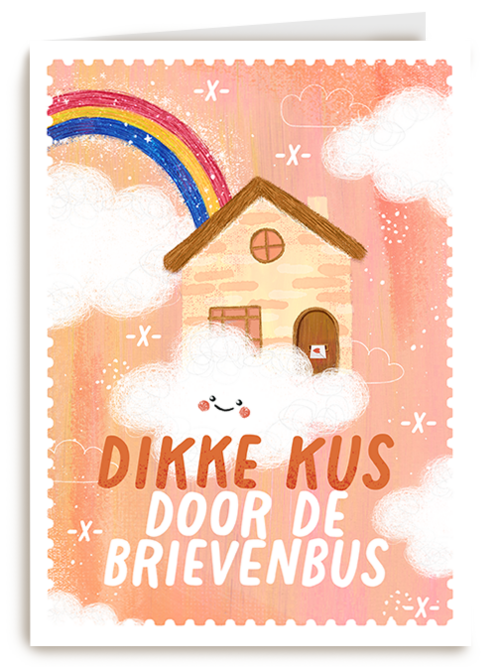 Verjaardagskaart Hallmark | Kinderpostzegels - Dikke kus door de brievenbus