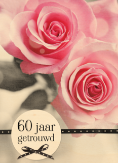 twee roze rozen 60 jaar getrouwd