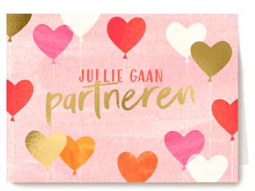 Jullie gaan partneren roze kaart met hartjes
