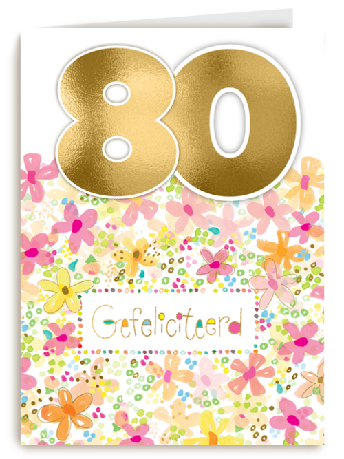 een bloemrijke verjaardagskaart voor 80 jaar