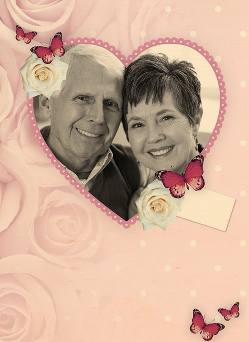 Houten Kaart Huwelijksjubileum | Houten Kaart Hallmark | Huwelijksjubileum | X Jaar Getrouwd In Een Hart Met Vlinders