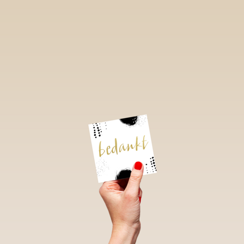 bedankt kaart zakelijk zwart wit gouden letters