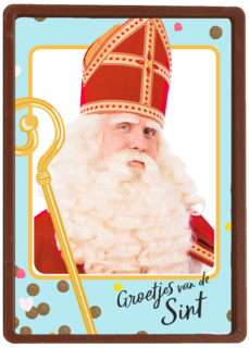 Sinterklaaskaart Groetjes van de Sint blauw kader