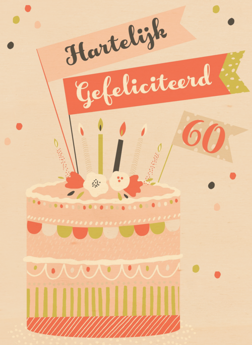 Verjaardagskaart leeftijden 60 Verjaardagstaart
