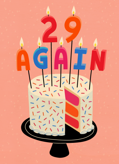 29 again op een verjaardagstaart
