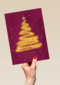 kerstkaart klassiek gouden kerstboom