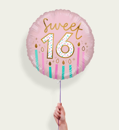 Ballon Verjaardag Sweet Sixteen Roze Eco
