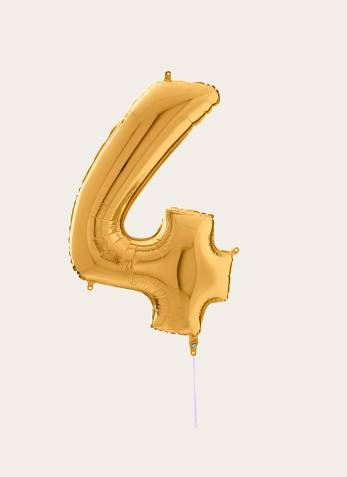 Hallmark Cijferballon 4 Jaar Goud XL |  Cadeau Ballonnen |
