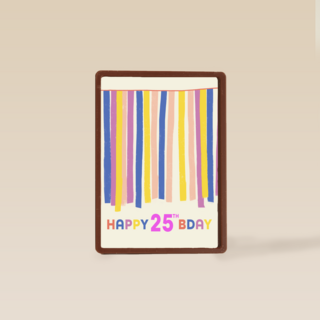 een blije gekleurde 25ste verjaardag