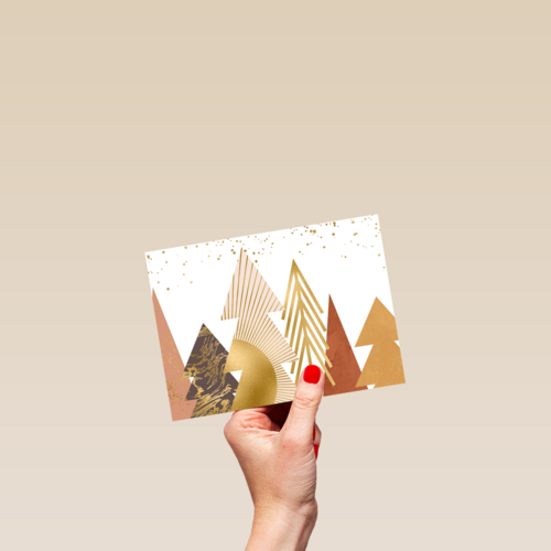 zakelijke kerstkaart met gouden kerstbomen