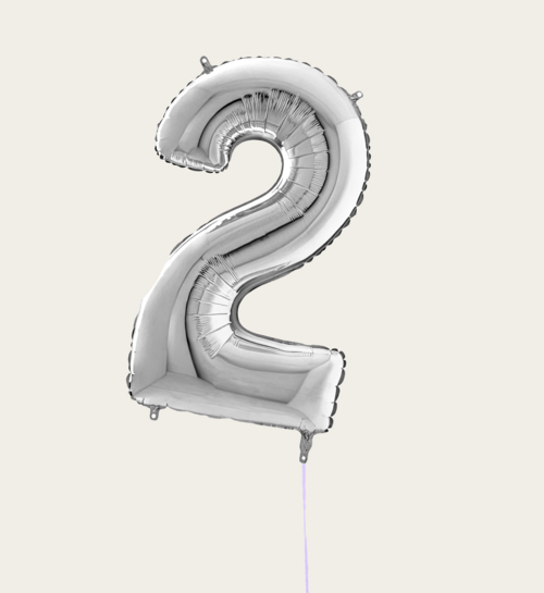 Cijferballon 2 Jaar Zilver XL