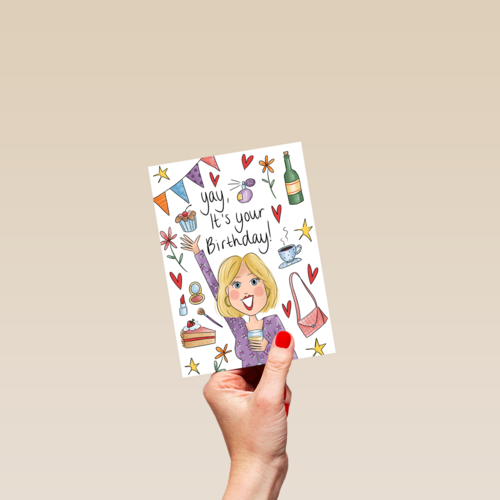 Verjaardagskaart vrouw Yay it is your birthday Matia Studio