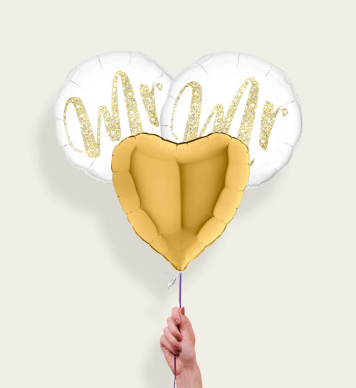Ballonnentros Huwelijk Man en Man Goud Wit